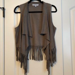 Faux Suede Fringe Vest